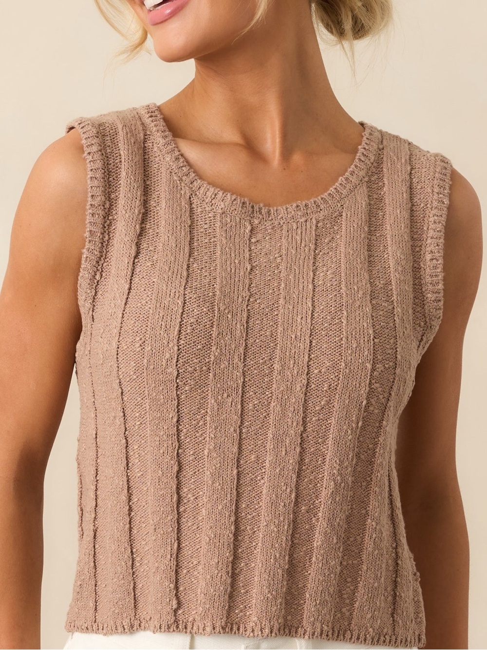 Z Supply Calan Rib Sweater Cropped Tank — Tan/Iced Coffee — Size M